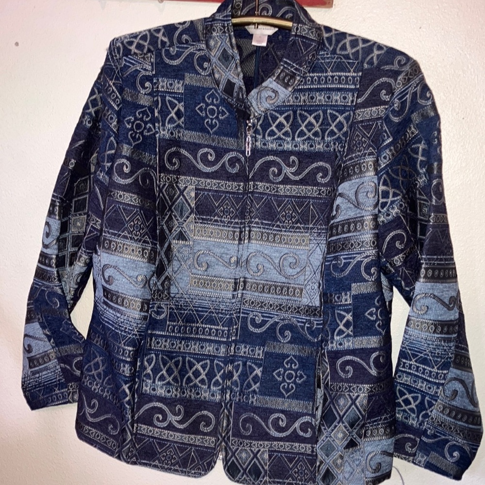 Christopher & Banks Blue Tone Tapestry Style‎ Blazer
